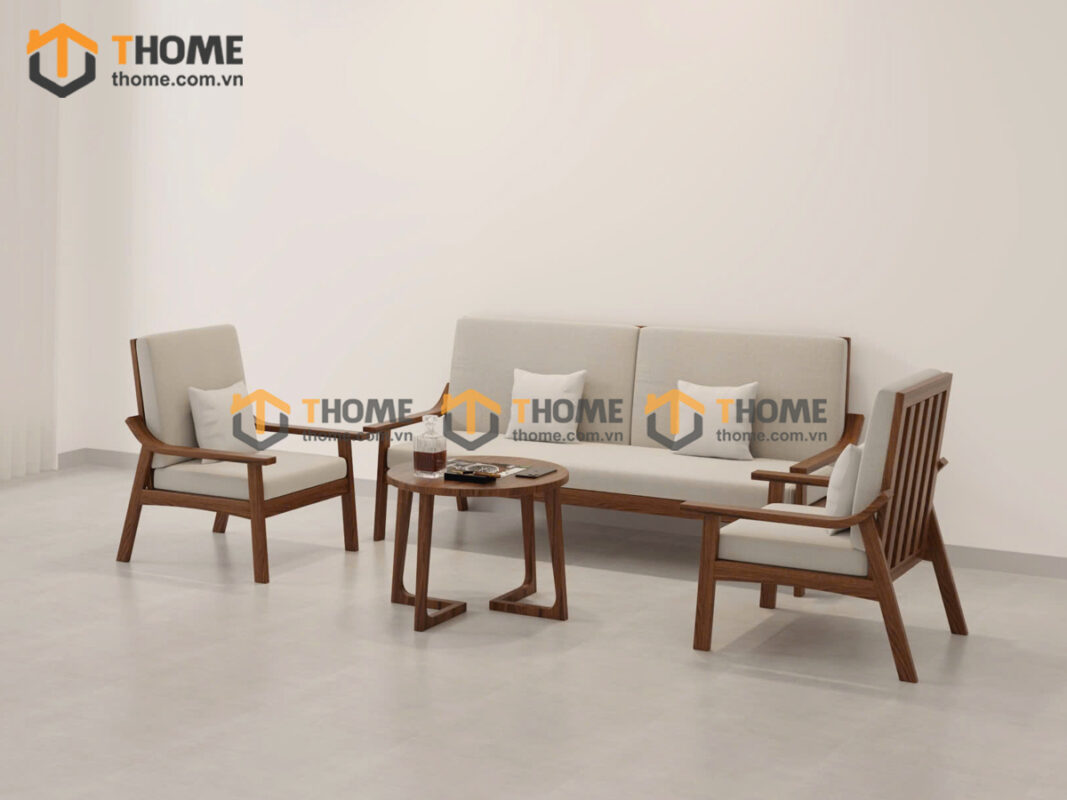Sofa gỗ sồi tự nhiên; sofa gỗ sồi; bộ bàn ghế sofa phòng khách; sofa gỗ hiện đại;