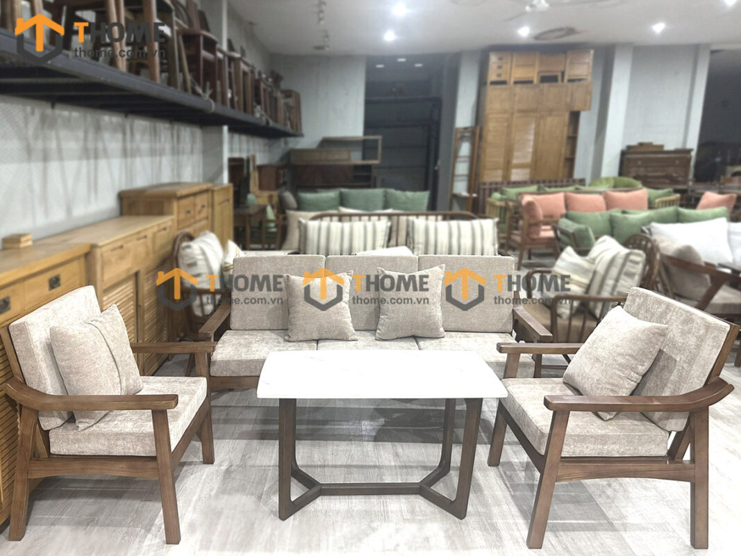 Sofa Lion Gỗ Sồi Tự Nhiên Màu Óc Chó 1.8m SFN-24SN