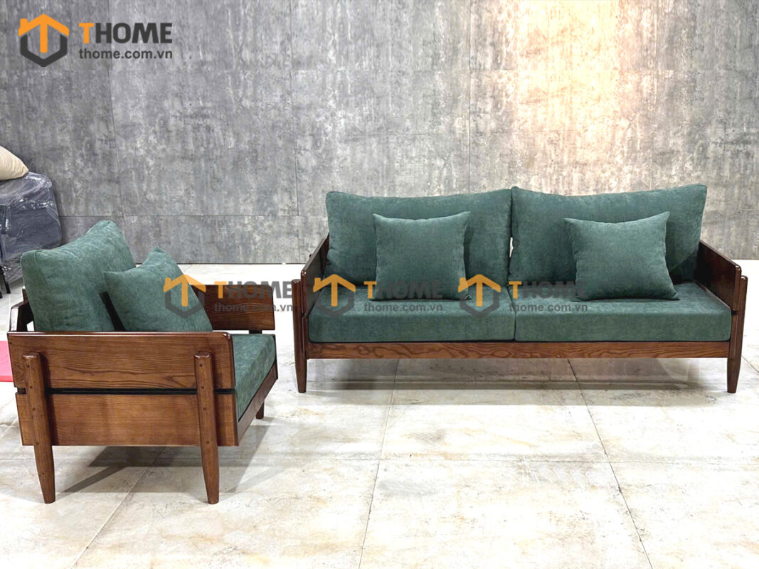 Sofa Rew Gỗ Sồi Tự Nhiên Tay Vuông 1.8m Màu Óc Chó SFT-40SN