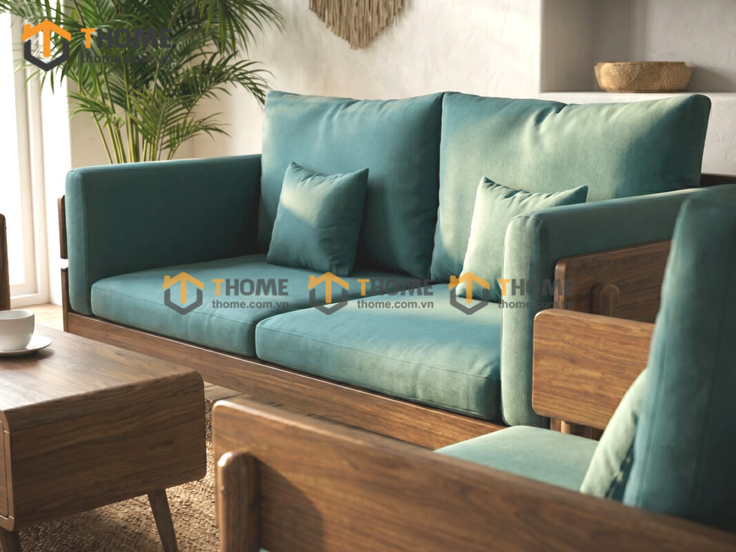 Sofa Rew Gỗ Sồi Tự Nhiên Tay Vuông 1.8m Màu Óc Chó SFT-40SN