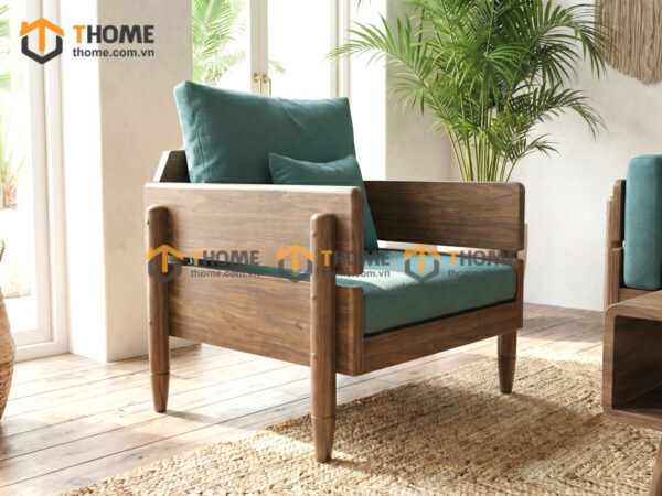 Sofa Rew Gỗ Sồi Tự Nhiên Tay Vuông 1.8m Màu Óc Chó SFT-40SN