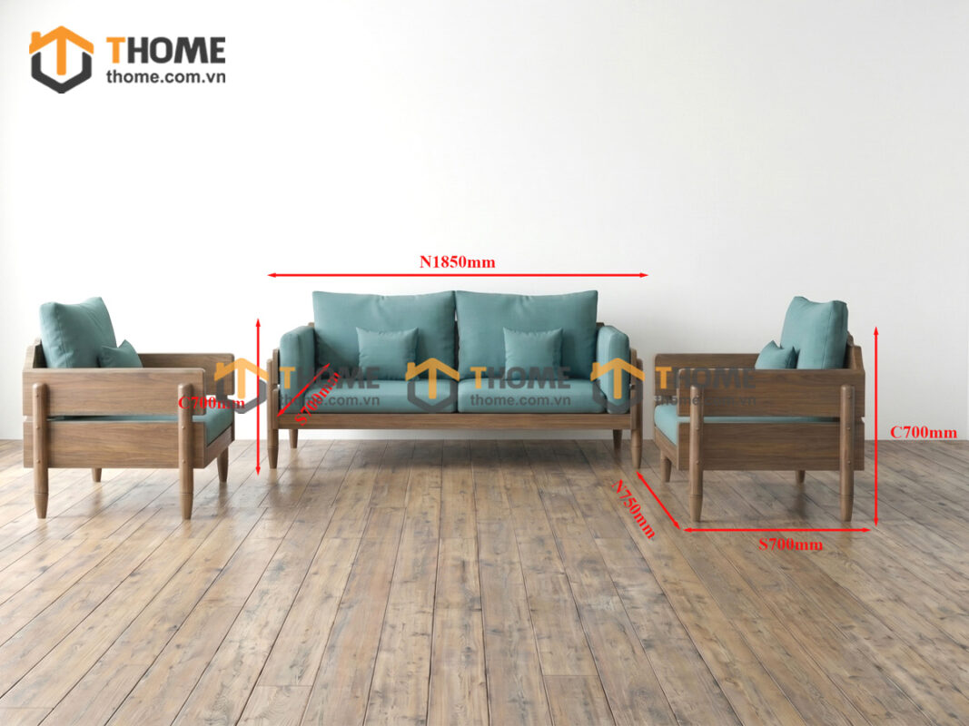 Sofa Rew Gỗ Sồi Tự Nhiên Tay Vuông 1.8m Màu Óc Chó SFT-40SN