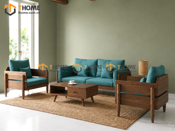 Sofa Rew Gỗ Sồi Tự Nhiên Tay Vuông 1.8m Màu Óc Chó SFT-40SN