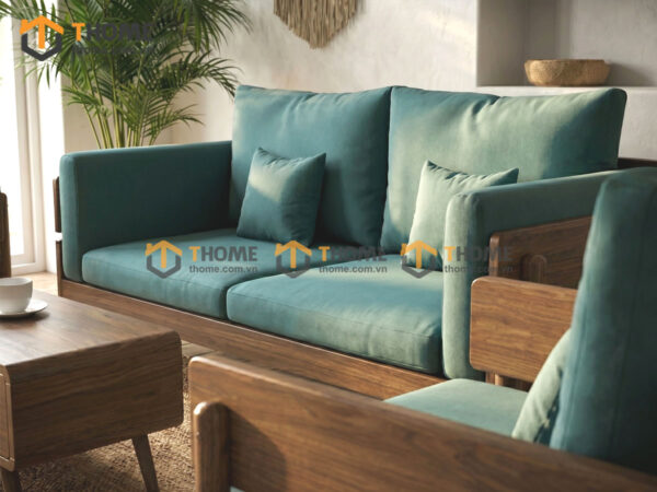Sofa Rew Gỗ Sồi Tự Nhiên Tay Vuông 1.8m Màu Óc Chó SFT-40SN