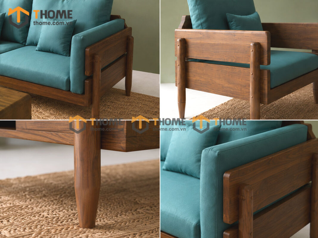 Sofa Rew Gỗ Sồi Tự Nhiên Tay Vuông 1.8m Màu Óc Chó SFT-40SN