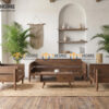 Sofa Rew Gỗ Sồi Tự Nhiên Tay Vuông 1.8m Màu Óc Chó SFT-40SN