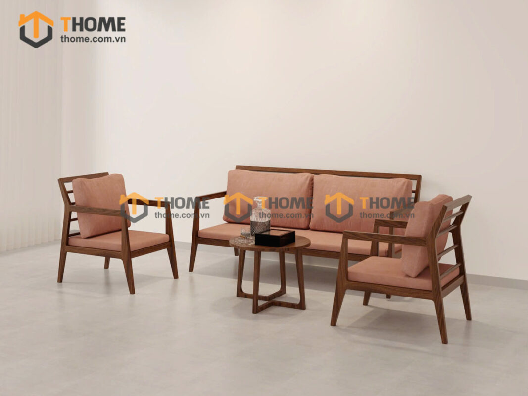 Sofa gỗ sồi tự nhiên; sofa gỗ sồi; bộ bàn ghế sofa phòng khách; sofa gỗ hiện đại;