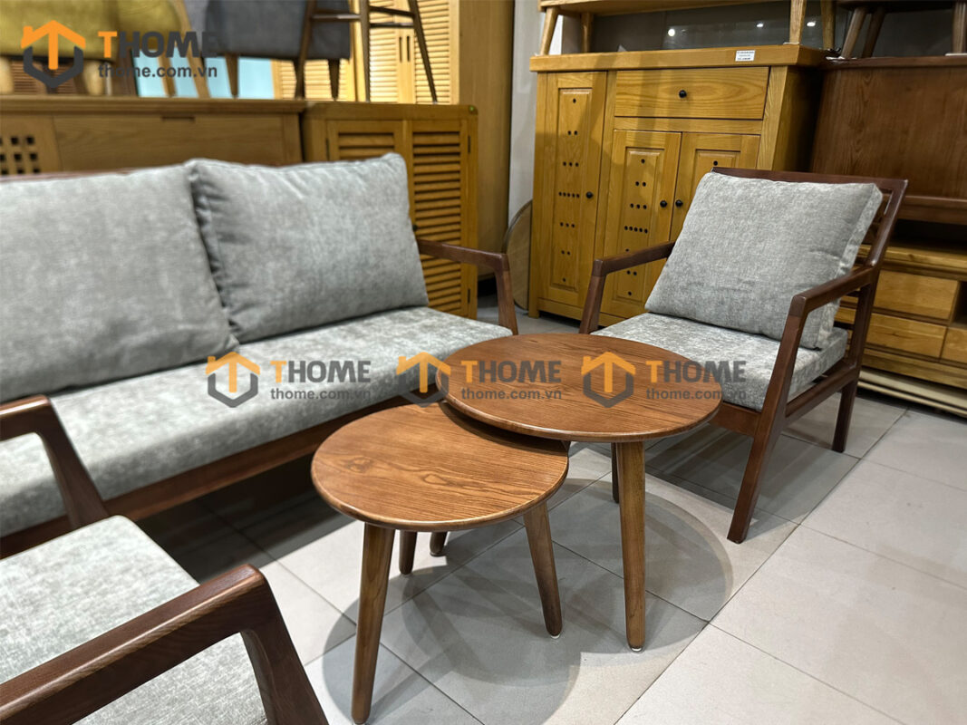 Sofa gỗ sồi tự nhiên; sofa gỗ sồi; bộ bàn ghế sofa phòng khách; sofa gỗ hiện đại;
