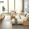 Sofa Gỗ Sồi Tự Nhiên Sun Góc Màu Óc Chó SFĐ-38SN
