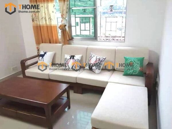 Sofa Gỗ Sồi Tự Nhiên Sun Góc Màu Óc Chó SFĐ-38SN