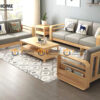 Sofa Gỗ Sồi Tự Nhiên Sun Góc Màu Óc Chó SFĐ-38SN