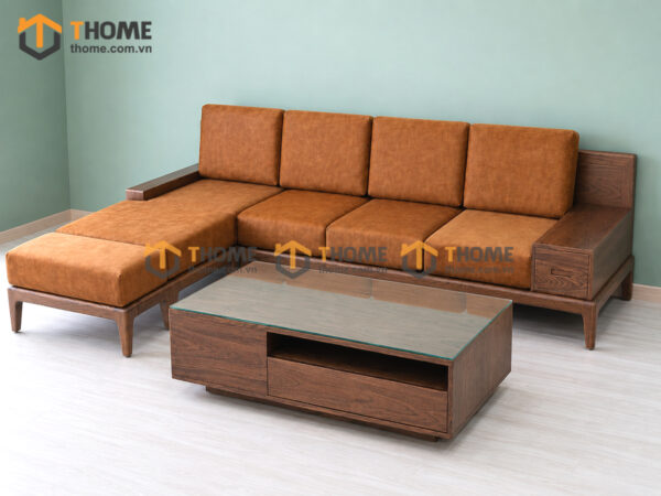Sofa Gỗ Sồi Tự Nhiên Zen Chân Hươu Màu Óc Chó SFĐ-41SN