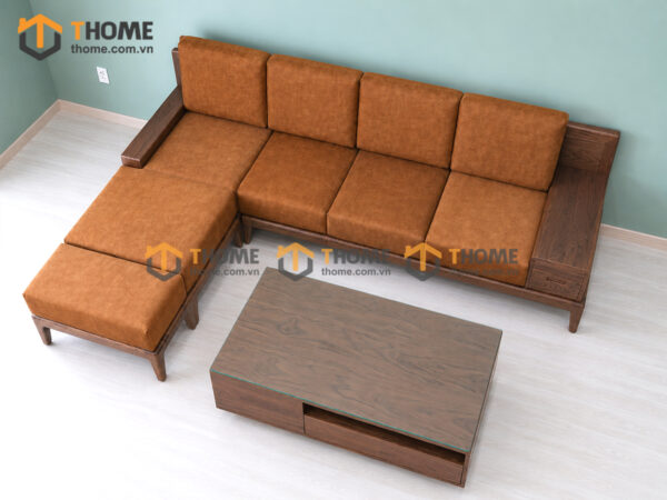 Sofa Gỗ Sồi Tự Nhiên Zen Chân Hươu Màu Óc Chó SFĐ-41SN