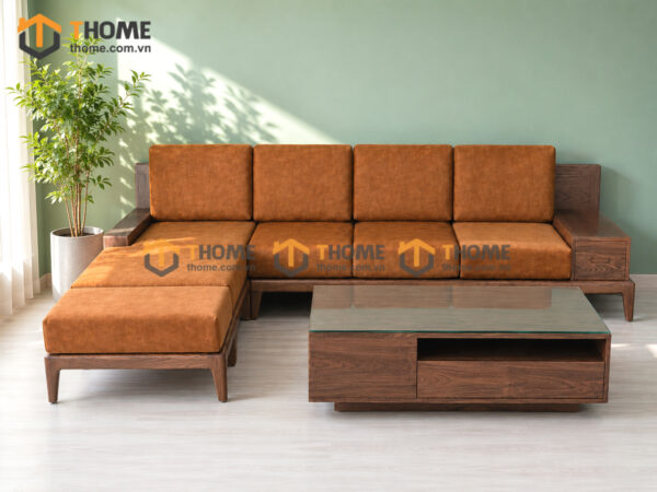 Sofa Gỗ Sồi Tự Nhiên Zen Chân Hươu Màu Óc Chó SFĐ-41SN