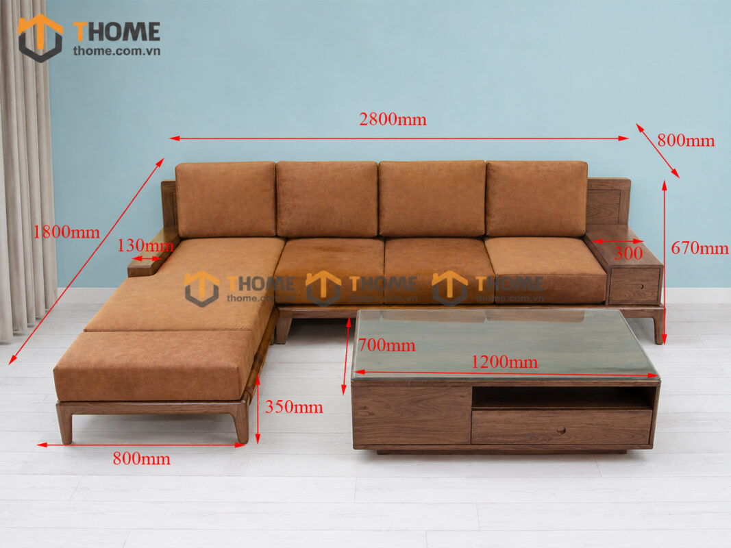 Sofa Gỗ Sồi Tự Nhiên Zen Chân Hươu Màu Óc Chó SFĐ-41SN