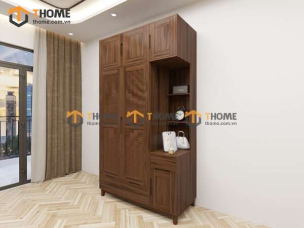 Tủ Áo Gỗ Sồi Tự Nhiên 2 Cánh Toto Kèm Kệ Sách TA-35SN