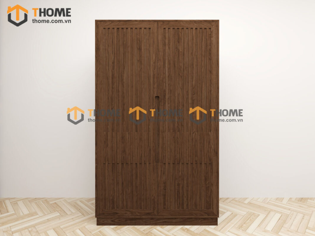 Tủ Áo Gỗ Sồi Tự Nhiên 2 Cánh Sọc Lion Màu Óc Chó TA-42SN