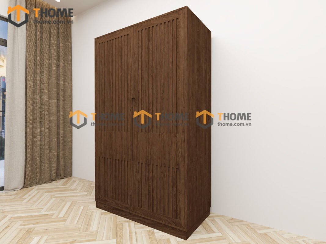 Tủ Áo Gỗ Sồi Tự Nhiên 2 Cánh Sọc Lion Màu Óc Chó TA-42SN