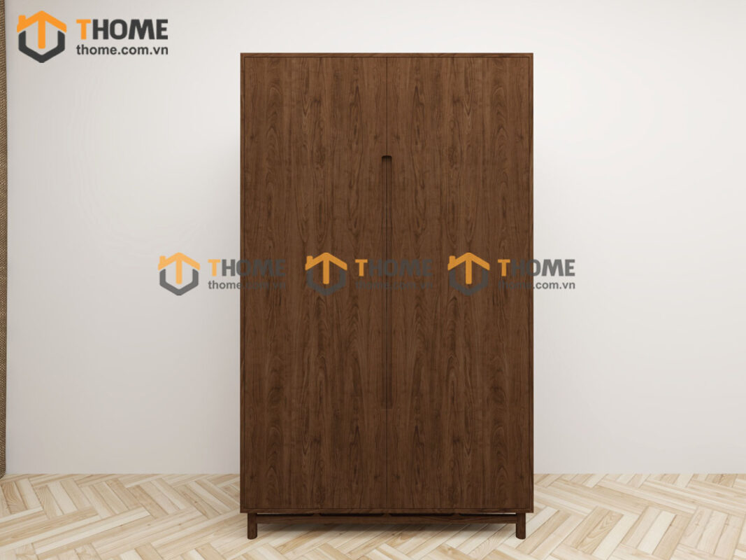 Tủ Áo Gỗ Sồi Tự Nhiên 2 Cánh Trơn Nate Màu Óc Chó TA-39SN