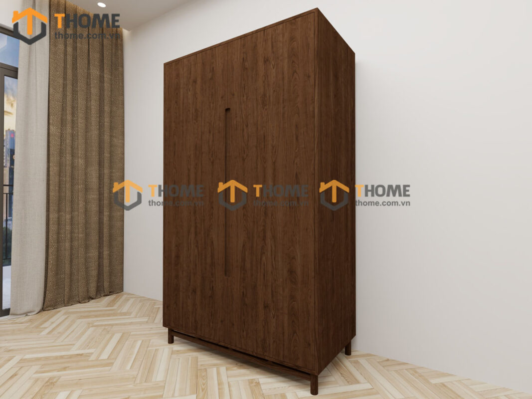 Tủ Áo Gỗ Sồi Tự Nhiên 2 Cánh Trơn Nate Màu Óc Chó TA-39SN