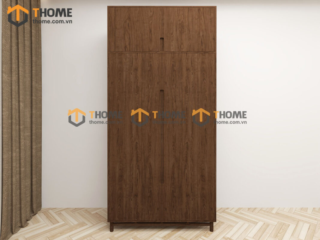 Tủ Áo Gỗ Sồi Tự Nhiên 2 Cánh Trơn Nate Màu Óc Chó TA-39SN