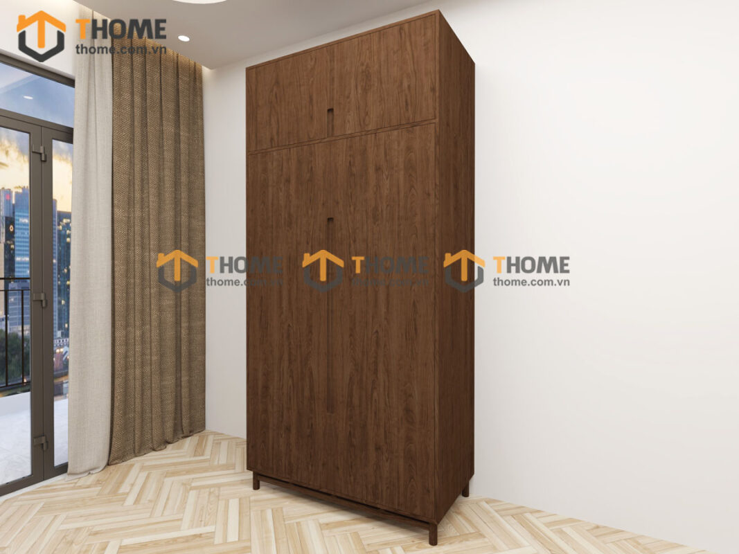 Tủ Áo Gỗ Sồi Tự Nhiên 2 Cánh Trơn Nate Màu Óc Chó TA-39SN