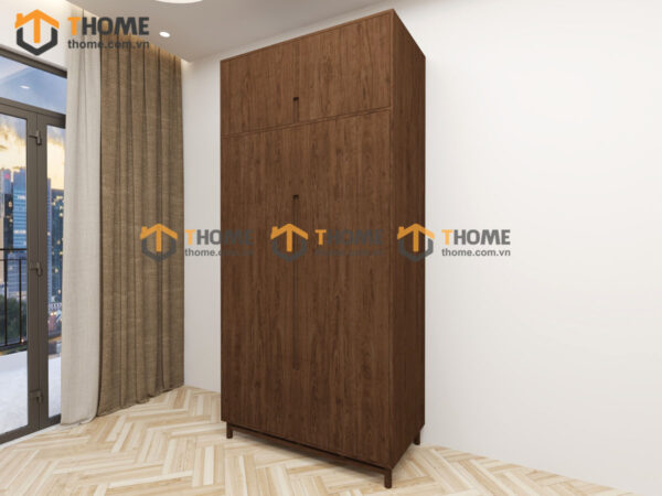 Tủ Áo Gỗ Sồi Tự Nhiên 2 Cánh Trơn Nate Màu Óc Chó TA-39SN