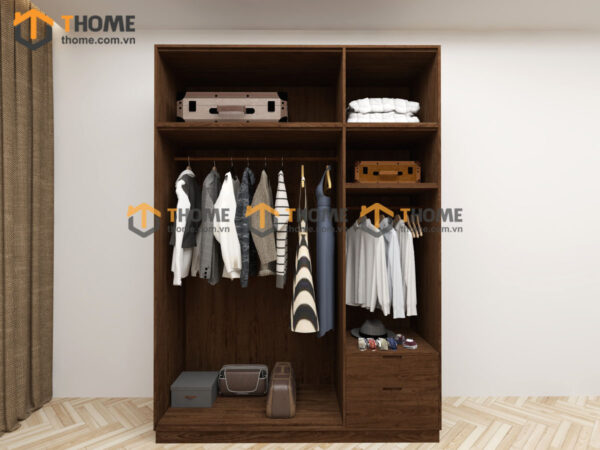 Tủ Áo Gỗ Sồi Tự Nhiên 3 Cánh Sọc Lion Màu Óc Chó TA-43SN