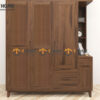 Tủ Áo Gỗ Sồi Tự Nhiên 3 Cánh Toto Kèm Kệ Sách TA-36SN