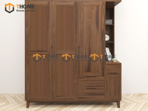 Tủ Áo Gỗ Sồi Tự Nhiên 3 Cánh Toto Kèm Kệ Sách TA-36SN