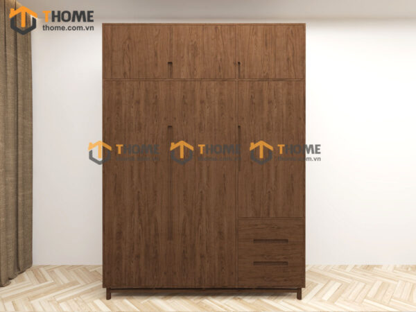 Tủ Áo Gỗ Sồi Tự Nhiên 3 Cánh Trơn Nate Màu Óc Chó TA-40SN