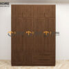 Tủ Áo Gỗ Sồi Tự Nhiên 4 Cánh Sọc Lion Màu Óc Chó TA-44SN
