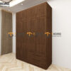 Tủ Áo Gỗ Sồi Tự Nhiên 4 Cánh Sọc Lion Màu Óc Chó TA-44SN