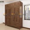 Tủ Áo Gỗ Sồi Tự Nhiên 4 Cánh Toto Kèm Kệ Sách TA-37SN