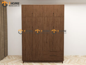 Tủ Áo Gỗ Sồi Tự Nhiên 4 Cánh Trơn Nate Màu Óc Chó TA-41SN
