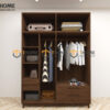 Tủ Áo Gỗ Sồi Tự Nhiên 4 Cánh Trơn Nate Màu Óc Chó TA-41SN