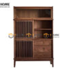 Tủ Chén Gỗ Sồi Tự Nhiên 2 Cánh Mở Sọc Đứng Gương Lật TC2T-17SN