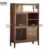 Tủ Chén Gỗ Sồi Tự Nhiên 2 Cánh Mở Sọc Đứng Gương Lật TC2T-17SN