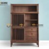 Tủ Chén Gỗ Sồi Tự Nhiên 2 Cánh Mở Sọc Đứng Gương Lật TC2T-17SN