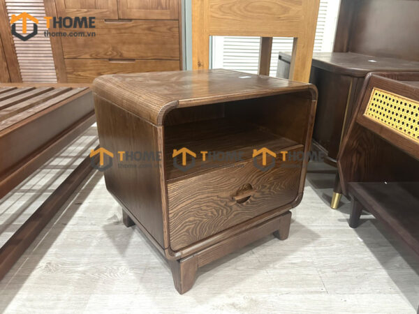 Tủ Đầu Giường Gỗ Sồi Tự Nhiên Nova 1 Hộc Kéo Màu Óc Chó TDG-12SN