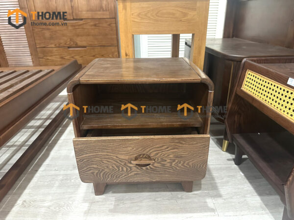 Tủ Đầu Giường Gỗ Sồi Tự Nhiên Nova 1 Hộc Kéo Màu Óc Chó TDG-12SN