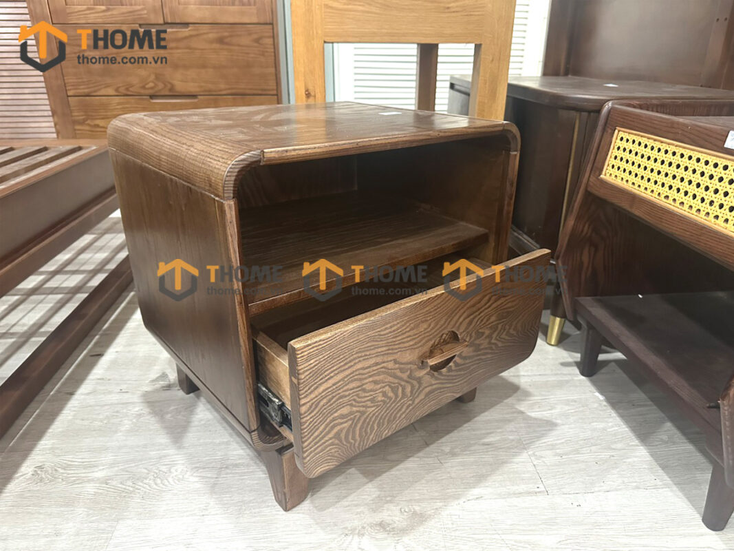 Tủ Đầu Giường Gỗ Sồi Tự Nhiên Nova 1 Hộc Kéo Màu Óc Chó TDG-12SN
