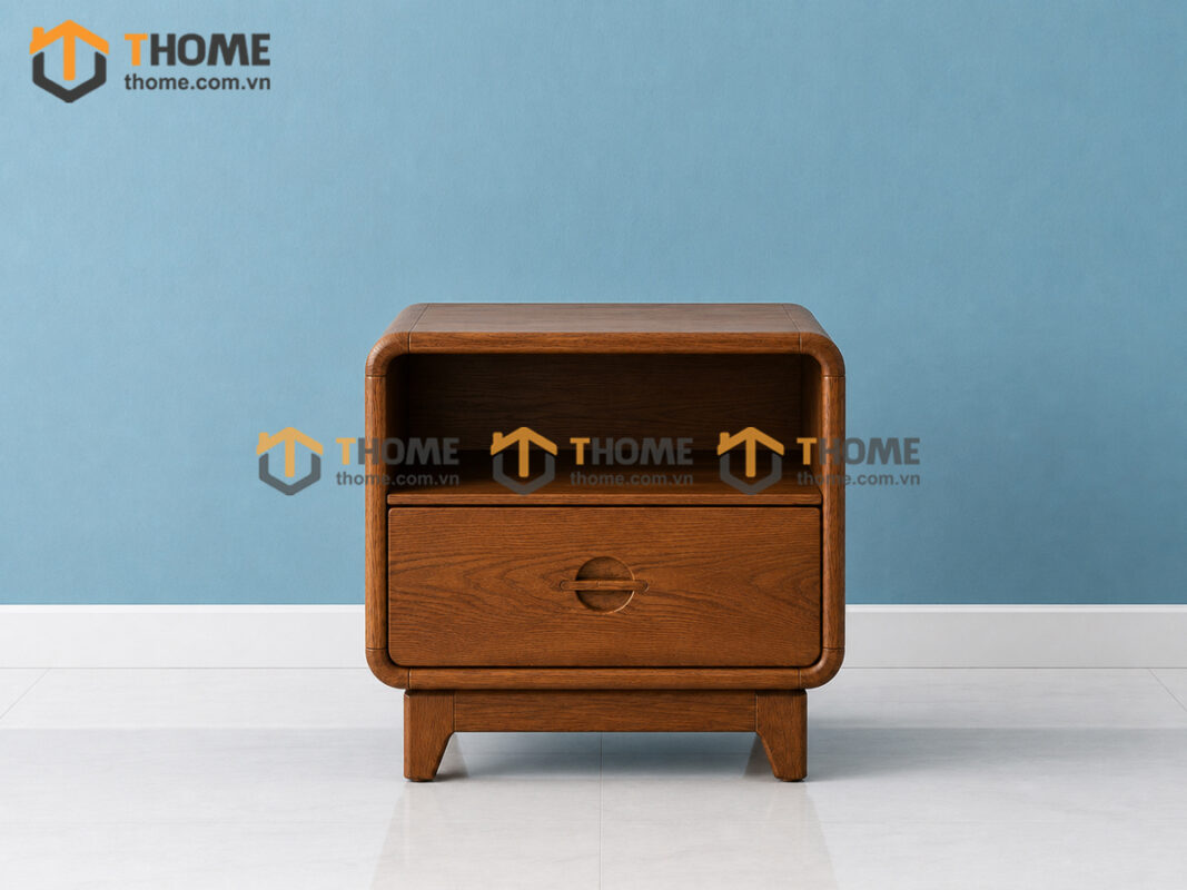 Tủ Đầu Giường Gỗ Sồi Tự Nhiên Nova 1 Hộc Kéo Màu Óc Chó TDG-12SN