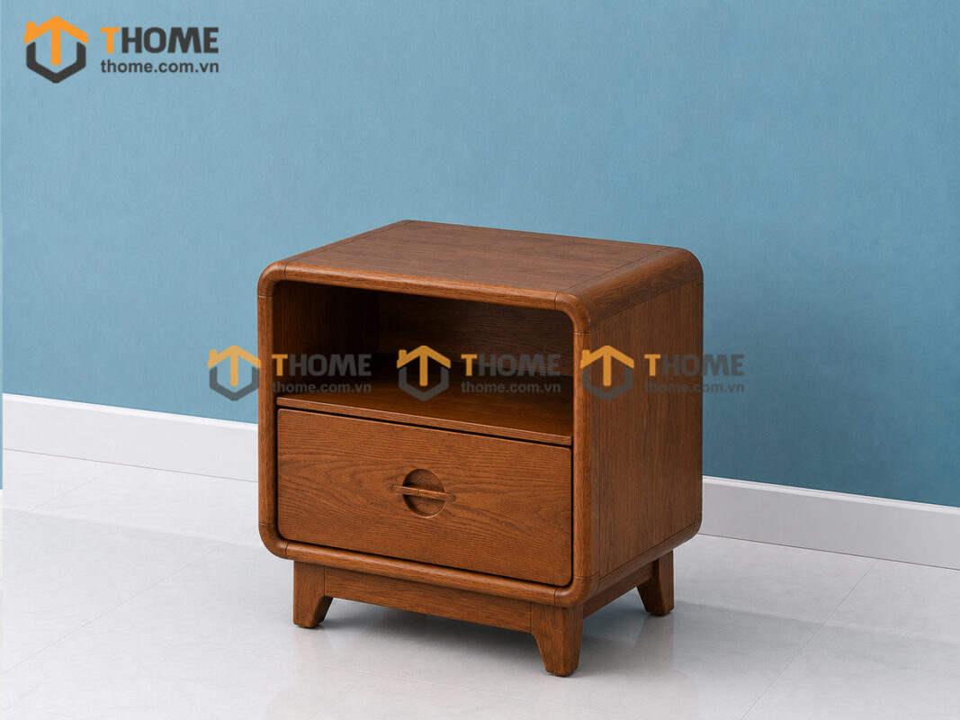 Tủ Đầu Giường Gỗ Sồi Tự Nhiên Nova 1 Hộc Kéo Màu Óc Chó TDG-12SN