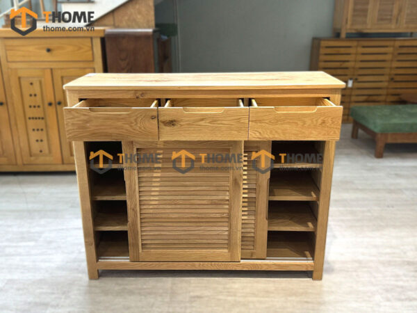 Tủ giày gỗ sồi tự nhiên 2 cánh lùa TG-17SN