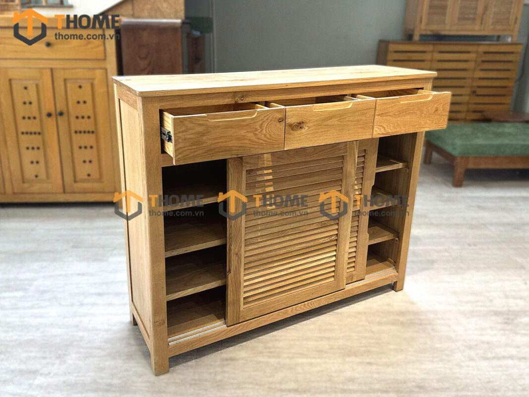 Tủ giày gỗ sồi tự nhiên 2 cánh lùa TG-17SN