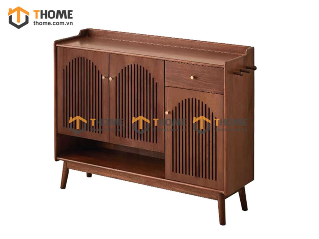 Tủ giày gỗ sồi tự nhiên 3 cánh mở cong TG-18SN