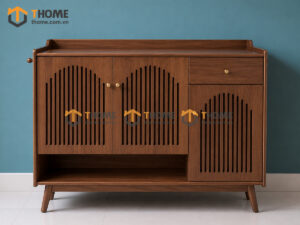Tủ giày gỗ sồi tự nhiên 3 cánh mở cong TG-18SN