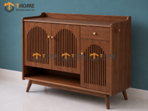 Tủ giày gỗ sồi tự nhiên 3 cánh mở cong TG-18SN