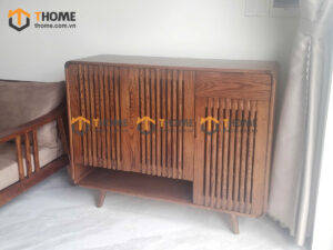 Tủ giày gỗ sồi tự nhiên Nova 3 cánh sọc đứng TG-19SN